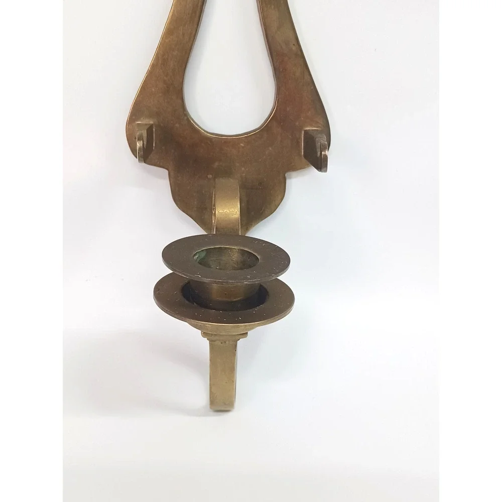 Vintage Brass Wall Candle Holder Sconce MCM Teardrop